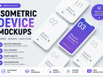 Isometric Device Mockups – Premium PSD Collection