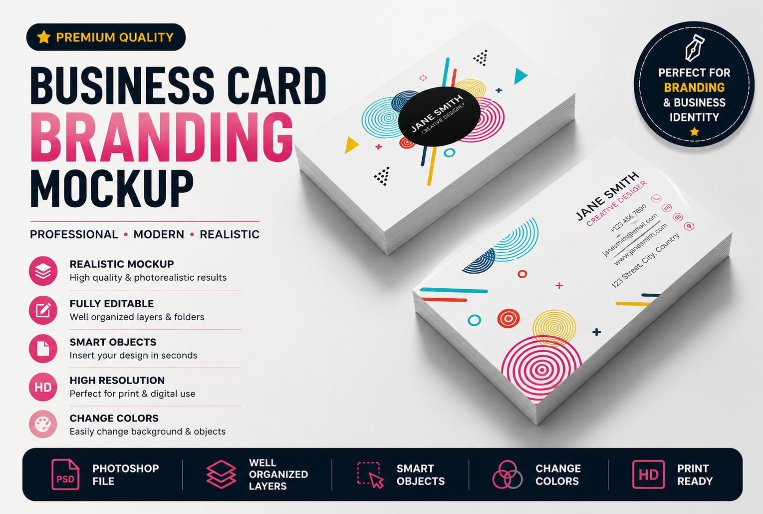 Business Card Branding Mockup – Premium PSD Template