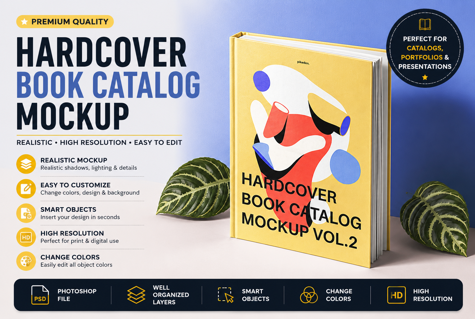 Hardcover Book Catalog Mockup – Premium PSD Template