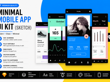 Minimal Mobile App UI Kit – Premium Sketch Templates