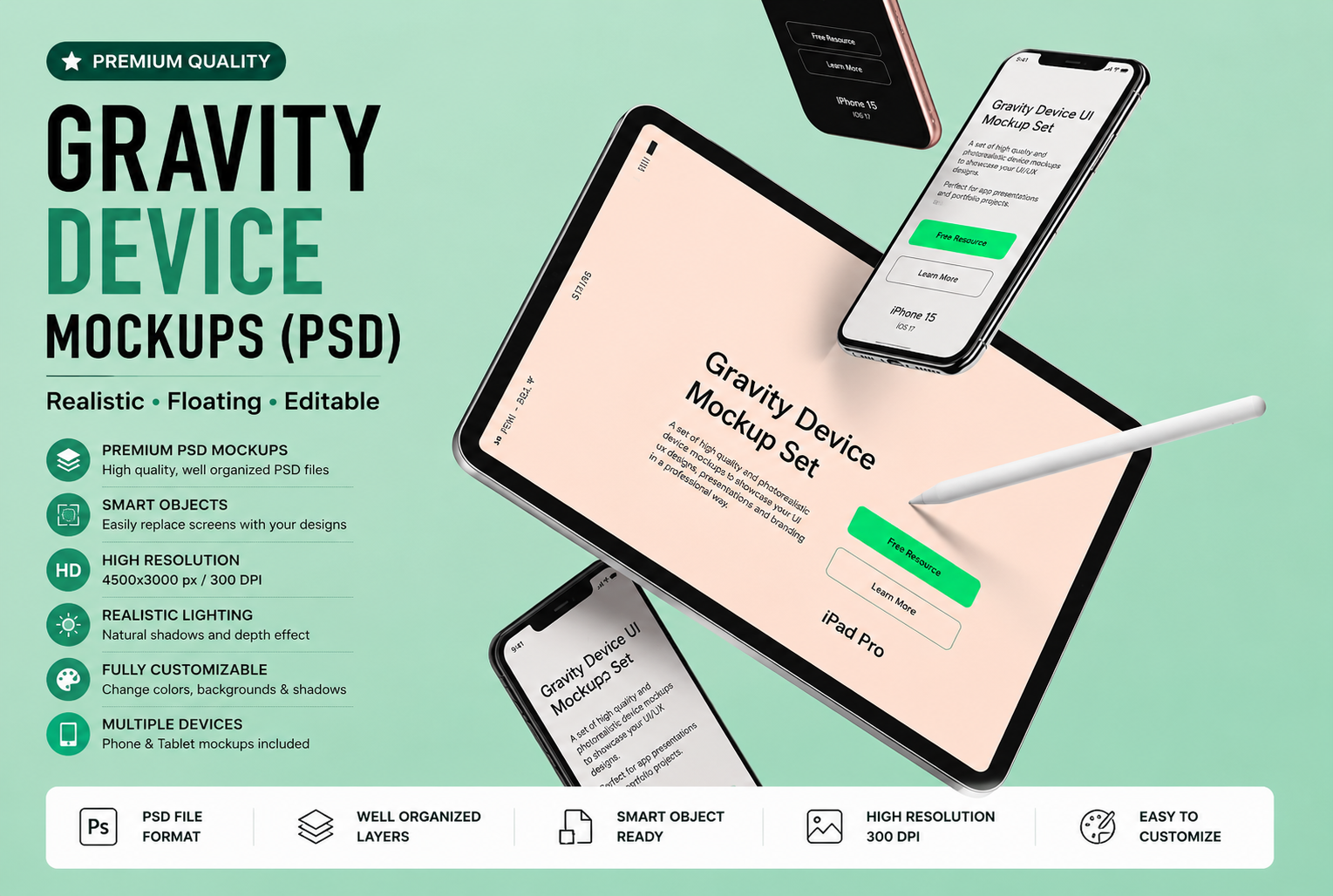 Gravity Device Mockups – Premium PSD Collection