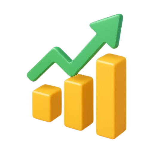 3D Bar Chart Illustration Representing Growth - Edited